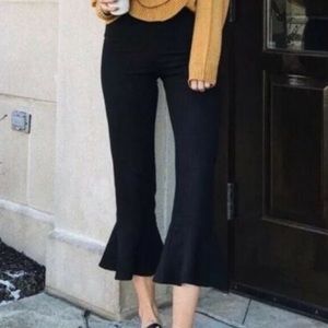 Anthropologie || Drew Black Flounce Ponte Bell Ruffle Ankle Pants
